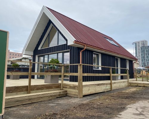 Blick von außen auf das COP26 House in Glasgow